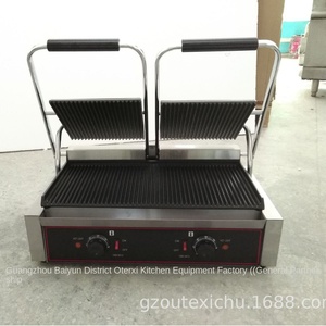 Grill panini électrique double tête commercial OT-813 en acier inoxydable argenté, vente directe fabricant <span class=keywords><strong>OTE</strong></span>, nettoyage facile - Product Image 5