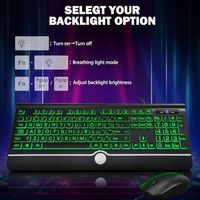 Clavier et souris filaires OEM ODM, clavier rétroéclairé à grandes touches lumineuses, clavier filaire silencieux USB et souris optique pour Wi-Fi