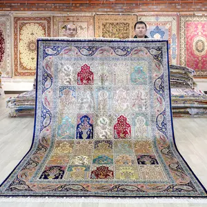 6x9ft thiết kế sân vườn ba tư tùy chỉnh handmade lụa afghan thảm để bán