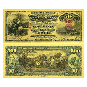ธนบัตรทองคำเปลวสหรัฐอเมริกาวินเทจ ยุค 1870-1920 จำนวน 1-1000 ดอลลาร์สหรัฐ ของสะสมทางประวัติศาสตร์ ของตกแต่ง ของขวัญสำหรับนักสะสม ขนาด 15x7 ซม. - Product Image 5