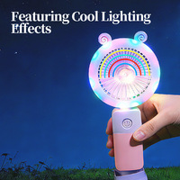 Mini ventilateur de bureau portable USB rechargeable avec lumière LED et support pour téléphone portable, 3 vitesses de vent