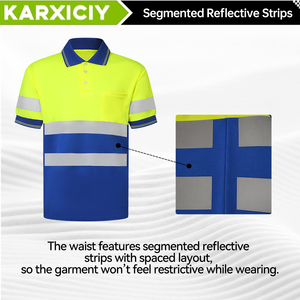 Polo ad Alta Visibilità per Lavoratori Edili - <span class=keywords><strong>Abbigliamento</strong></span> <span class=keywords><strong>da</strong></span> <span class=keywords><strong>Lavoro</strong></span> Traspirante ad Asciugatura Rapida con Strisce Riflettenti <span class=keywords><strong>e</strong></span> Tasca Frontale - Product Image 4