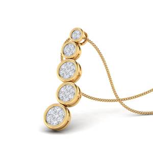 Sterling Silver Gold Five Circle Classic Style Pendant Drop Shank Cut Lab Grown Diamond Daily Wear Fine Jewelry Set Party Gift - Product Image 3