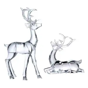 Akrilik ren geyiği heykeli noel ev dekorasyonu reçine Elk heykel Artful noel hediyesi fikir