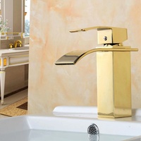 Robinet de lavabo cascade moderne en acier inoxydable, finition chrome doré, à poser sur le comptoir, pour salle de bain et salon, avec cartouche céramique