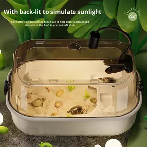 Tanque Ecológico para Tortugas con Plataforma para Tomar el Sol - Hábitat <span class=keywords><strong>de</strong></span> Plástico Resistente para <span class=keywords><strong>Tortuga</strong></span> <span class=keywords><strong>de</strong></span> <span class=keywords><strong>Orejas</strong></span> <span class=keywords><strong>Rojas</strong></span>, Escalón Antideslizante - Product Image 1