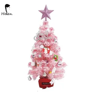 Helen Mini Fabriek Directe Kerst Kleine Flocking Tree Mini Kerstboom Hangende Koreaanse Stijl Roze Kerstboom