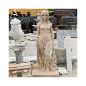 Garden Decor Antique Stone Carvings And Sculptures Woman Life Size Natural Stone Sexy Marble Girl Statue