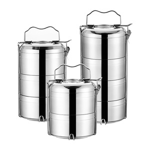 304 Stainless Steel Insulated <b>Lunch</b> <b>Box</b> Multi Layer Cylinder Design For Food Storage - Product Image 5