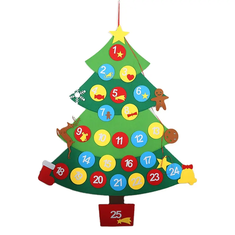 Árbol de Navidad de fieltro para niños, adornos navideños de bricolaje, regalos de Navidad,