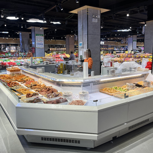 Supermercado Deli Use Carnicería refrigerada por aire Exhibición Refrigerador Congelador para carne fresca Mariscos Pescado-Estilo de una sola temperatura - Product Image 1