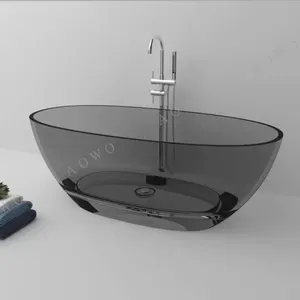 크리스탈 새로운 개발 투명 수지 스톤 독립형 담그기 투명 욕조 단단한 표면 목욕 욕조