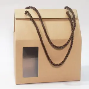 Luxus benutzer definierte biologisch abbaubare Pralinen Flasche Brieftasche Schal transparente Fenster Kraft papier Verpackungs boxen