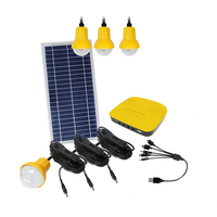 Sistema de Iluminación Solar Portátil, Sistema de Energía Solar Fuera de la Red, Kit Completo de Energía para el Hogar con Cargador de Teléfono y 4 Luces para África