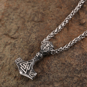 Collier Marteau de Thor Viking en Acier Inoxydable 316L, Pendentif Mjolnir <span class=keywords><strong>Mythologie</strong></span> Nordique, Bijoux Nordiques Vintage pour Cadeau - Vente en Gros - Product Image 6