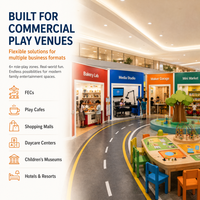 Équipement pour centre de divertissement intérieur, modules interactifs pour enfants d'âge préscolaire sur le thème de la boulangerie, de la boucherie, de la piscine à balles, des voitures et des expériences professionnelles