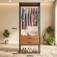 Porte-chaussures en acier de haute qualité, organisateur de rangement pour vêtements en bois, armoire avec tiroirs pour chambre et vestiaire
