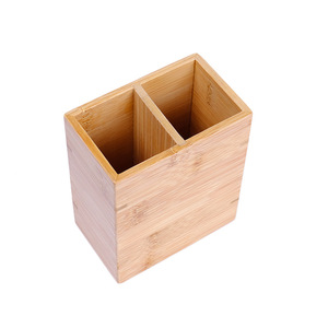 Factory direct sales of bamboo <b>toothbrush</b> <b>holders</b>, bamboo tube protective <b>toothbrush</b> boxes, square double-compartment storage - Product Image 4