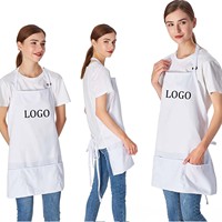 Tablier à bavette réglable à 3 poches de rangement pour fond propre de cuisine avec logo personnalisé d'usine