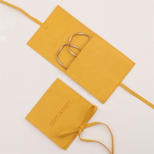 Pochette à bijoux en microfibre jaune gingembre PUPPYSEW, sacs en velours pour bagues, bracelets, colliers, avec logo - Product Image 4
