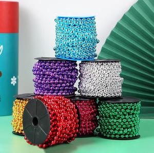 Manik-manik Terhubung 8mm Baru, 10m/gulung, Rantai Dekoratif Lapis Plastik untuk Natal, Pesta Ulang Tahun, Wisuda, Cantik - Product Image 2