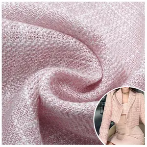 High Grade 100% Polyester Colorful New Design Tweed Wool Fabric For Women Coat