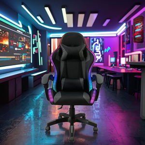Fauteuil de Gaming Inclinable en Cuir avec Barre Lumineuse LED RGB, Pivotant à 360 Degrés, en PU et Nylon, Vente en Gros Usine, Échantillon Gratuit pour Gamers et Bureaux - Product Image 3
