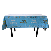 Nappe jetable en plastique Joyeux Anniversaire, motif étoiles blanches et dorées, imperméable, pour fête d'anniversaire