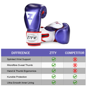 Crochet boucle fermeture <span class=keywords><strong>gants</strong></span> de boxe hommes femmes attelle poignet soutien 5 couches mousse rembourrage 6oz 8oz tailles cuir - Product Image 4