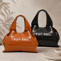 Sac à main personnalisable en cuir véritable gaufré croco pour femme, sac à bandoulière souple et structuré avec poignée supérieure, idéal pour le quotidien