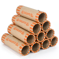 Tubes pour pièces de monnaie, rouleaux de papier kraft préformés, code couleur ABA orange pour le rangement et le comptage des pièces de monnaie