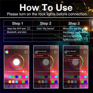 Lumière <span class=keywords><strong>LED</strong></span> Rock Underbody Rock 4 6 8 12Pods 12V 4X4 SUV Pickup Truck ATV UTV App Télécommande Châssis Lumières - Product Image 5