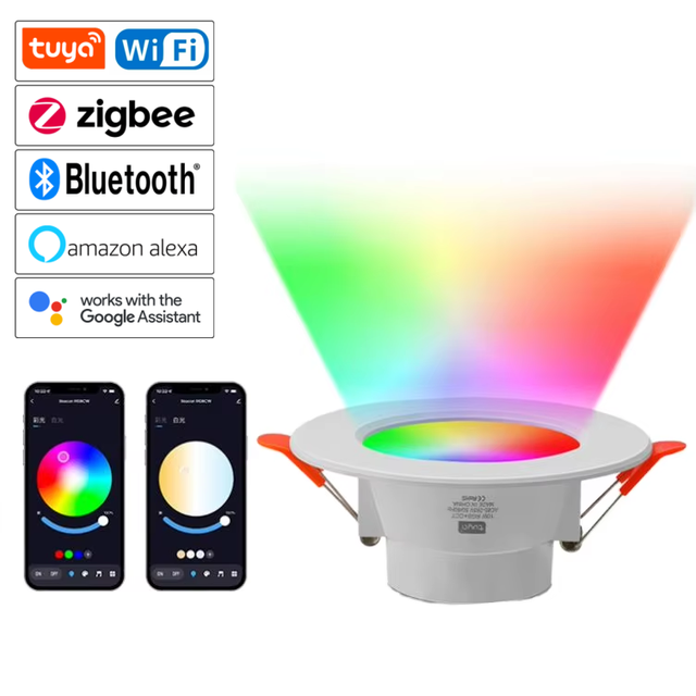 Rgbw Smart Home Wifi Tuya Dimmable Led Downlights Modern Indoor Luminaire RGB CCT Recessed Down Light