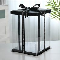 Boîte cadeau transparente de luxe BLH en PVC 40cm 25cm avec mousse PE, ours en peluche en fleurs artificielles, cœur pour la remise des diplômes, la Saint-Valentin