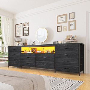 黒のリビングルーム家具テレビスタンドテレビキャビネットエンターテインメントセンター12引き出し付き - Product Image 3