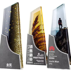 Premio de Cristal de Nuevo Diseño DT Spot Goods - Trofeo de Cristal Creativo con Forma de Ola y Base Gris - Regalo Empresarial Personalizable al por Mayor - Product Image 4