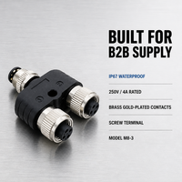 Usine IP67 M8 Y Splitter Câble Connecteur Mâle Femelle 3pin 4pin Capteur Étanche À Trois Voies Prise pour Terminaison De Vis De Puissance