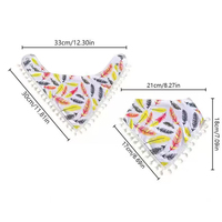 Bavoirs triangulaires pour bébé en molleton de coton imprimé, personnalisables, absorbants, ajustables en taille, à 2 couches, avec pompons en boule, motif mignon