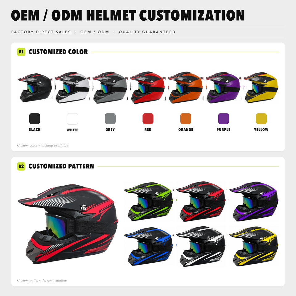 Dirt Bike Helmet Full Face White Blue Graphic Long Peak Goggle Eye Port ...