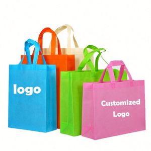 Bolsas de Compra Reutilizables de Alta Calidad con Logotipo Personalizado Impreso, Bolsas de Tela No Tejida Reciclada, Impermeables, Ligeras, Plegables y de Varios Tamaños - Product Image 2