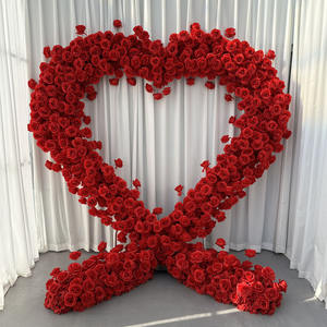 Y-HFA143 Arco de flores artificiales en forma de corazón rosa al por mayor, arco de rosas en forma de corazón, arco de flores de seda para decoración de bodas - Product Image 5