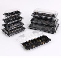 Boîtes à sushi à emporter, forme rectangulaire, en PET jetable, barquette de qualité alimentaire avec couvercles - Contenants à emporter