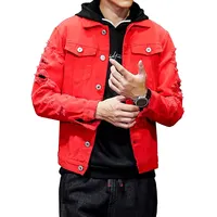 Mens Trendy Gradient Denim Jacket Casual Outdoor Loose Street Fashion Youth  Coat