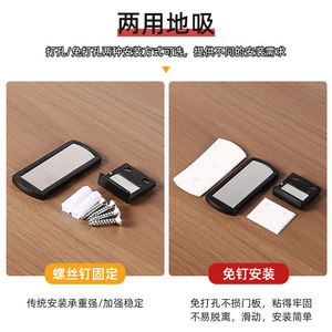 Tope de puerta minimalista de acero inoxidable, soporte de pared, atrapasueltas magnético invisible para puertas de vidrio esmerilado - Product Image 5