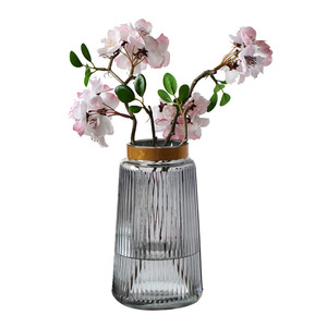 <span class=keywords><strong>Vase</strong></span> de Table en verre coloré <span class=keywords><strong>Transparent</strong></span>, décoration minimaliste pour la maison, verre rayé - Product Image 1