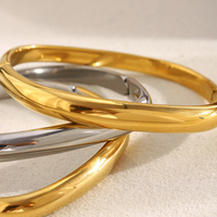 Dreamidea Bracelet jonc simple en acier inoxydable plaqué or Design lisse et poli Bijoux