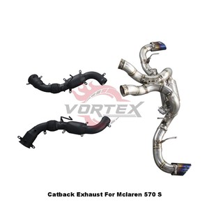 Vortex SS304 Downpipe for McLaren 570S 3.8T V8 Valved Catback Racing Muffler with X-Pipe Valvetronic Mirror Polished - Product Image 4