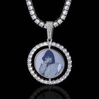 Collier pendentif photo rotatif double face avec cadre rond – Grande Vente