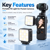 Mini lampe LED portable magnétique à dégagement rapide avec filetage 1/4 pouce et griffe porte-accessoire pour photographie, vlogging, voyage et selfies