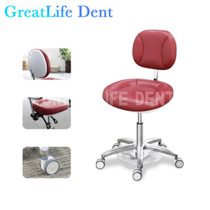 Silla de Asistente Dental Greatlife Dent, Silla de Cuero Móvil con Respaldo, Altura Ajustable Hidráulicamente, para <span class=keywords><strong>Consultorio</strong></span> - Product Image 5